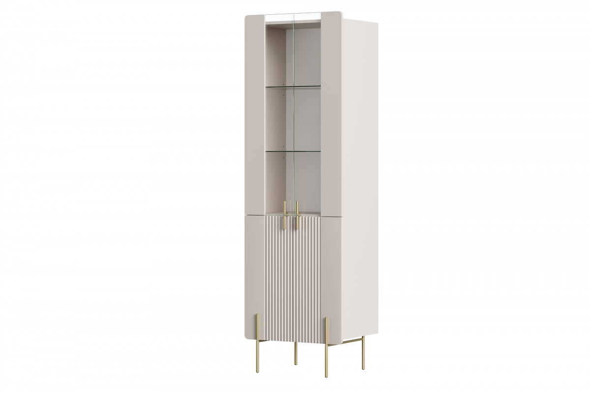 Vetrina 4 ante con piede in metallo cashmere Miami 60x190 cm