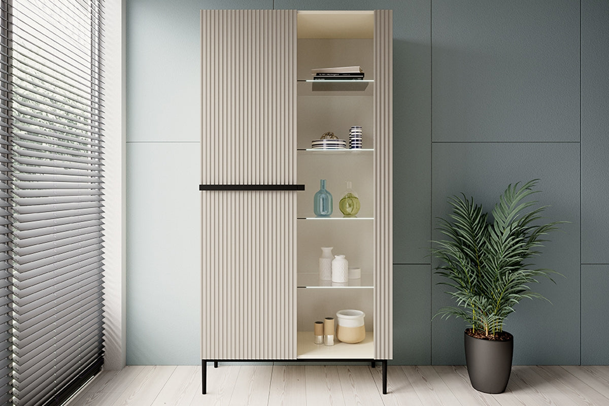 Vetrina 2 ante con piede in metallo Nicole 200x100 cm