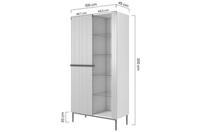 Vetrina 2 ante con piede in metallo Nicole 200x100 cm