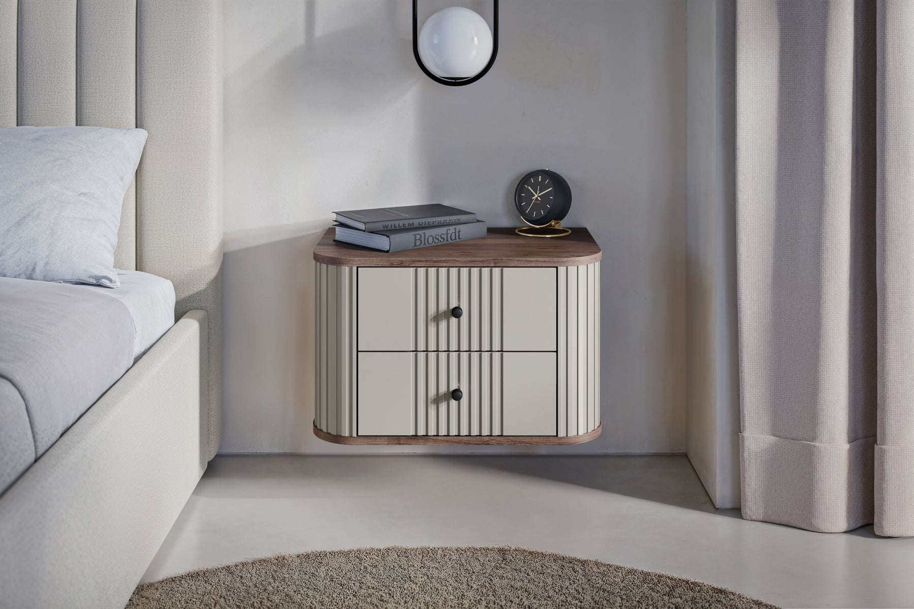 Set di 2 comodini sospesi 2 cassetti Liberty 56x36 cm