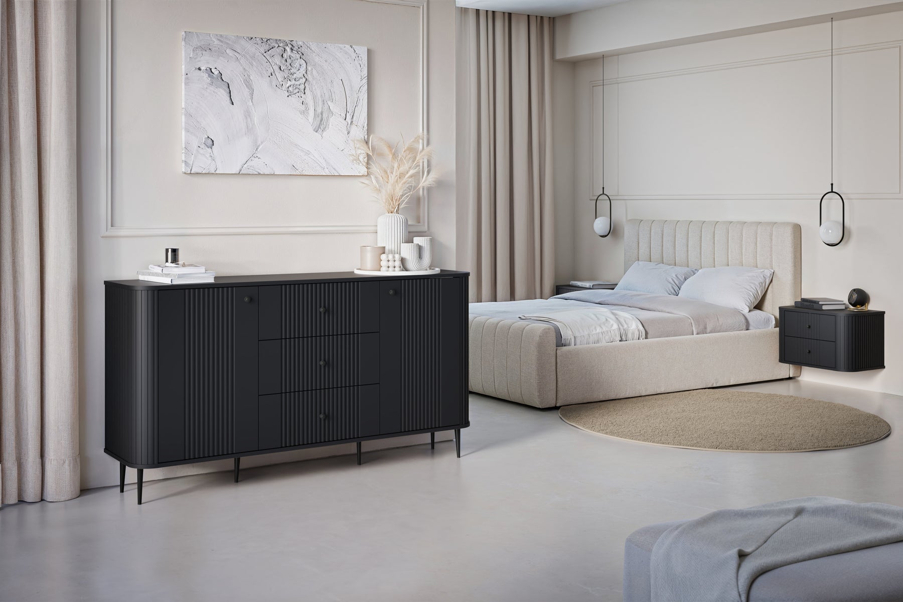 Set di 2 comodini sospesi 2 cassetti Liberty 56x36 cm