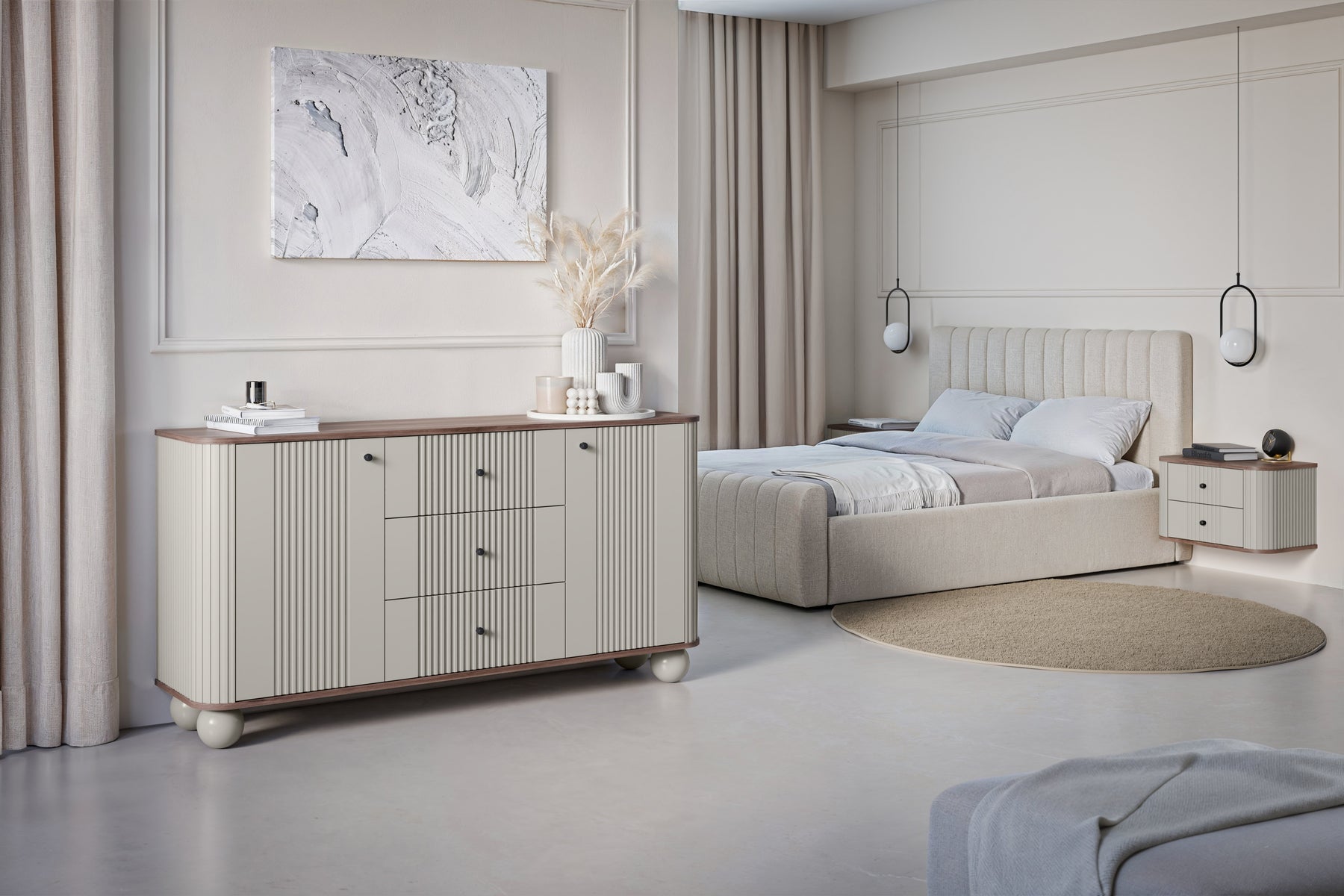 Set di 2 comodini sospesi 2 cassetti Liberty 56x36 cm