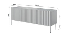 Mobile TV 2 ante a ribalta 1 cassetto con piede in metallo nero Nicole 150x45 cm