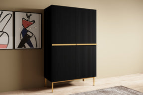 Credenza 2 ante con piede in metallo oro Nicole  100 x 160 cm