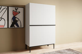 Credenza 2 ante con piede in metallo nero Nicole 100x160 cm