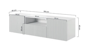 Mobile TV sospeso 2 ante ed 1 cassetto Nicole 150 x 45 cm