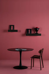 Tavolo tondo in legno e metallo nero Teiro Ø110