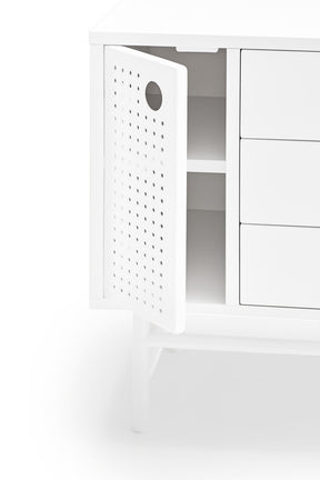 Comodino bianco 3 cassetti 1 anta - Punto di Teulat 48x35 cm
