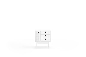 Comodino bianco 3 cassetti 1 anta - Punto di Teulat 48x35 cm