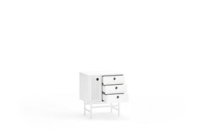 Comodino bianco 3 cassetti 1 anta - Punto di Teulat 48x35 cm