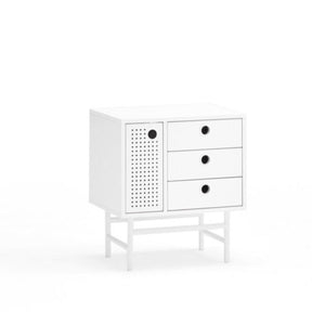Comodino bianco 3 cassetti 1 anta - Punto di Teulat 48x35 cm