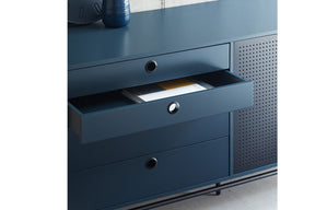 Madia 4 cassetti 2 ante blu Punto di Teulat 150x47 cm