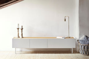Mobile TV 2 cassetti anta ribalta bianco Arista di Teulat 180x40 cm