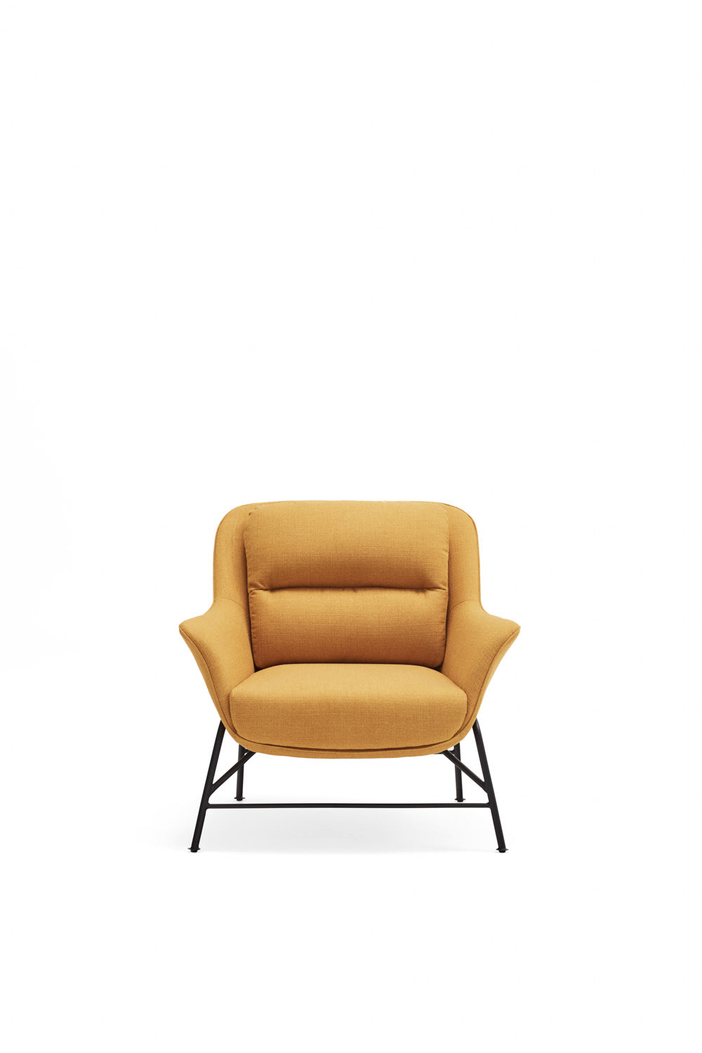 Poltrona moderna con braccioli in tessuto senape Sadira 86x91 h43 cm