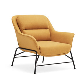 Poltrona moderna con braccioli in tessuto senape Sadira 86x91 h43 cm