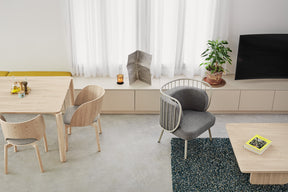Set 2 sedie in frassino naturale e seduta grigio chiaro Dam 50x78 h45 cm