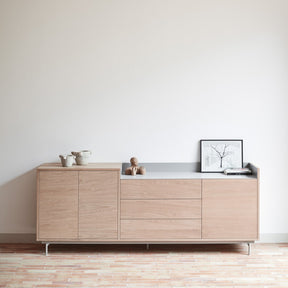 Madia rovere/grigio 3 ante 3 cassetti chiaro Valley di Teulat 200x45 cm