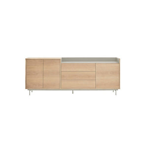 Madia rovere/grigio 3 ante 3 cassetti chiaro Valley di Teulat 200x45 cm