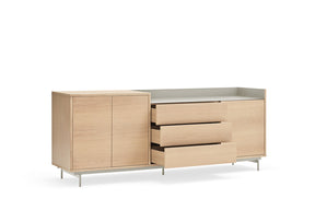 Madia rovere/grigio 3 ante 3 cassetti chiaro Valley di Teulat 200x45 cm