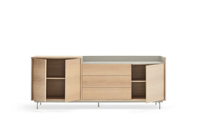 Madia rovere/grigio 3 ante 3 cassetti chiaro Valley di Teulat 200x45 cm
