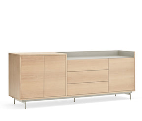 Madia rovere/grigio 3 ante 3 cassetti chiaro Valley di Teulat 200x45 cm