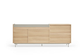 Madia rovere/grigio 3 ante 3 cassetti chiaro Valley di Teulat 200x45 cm
