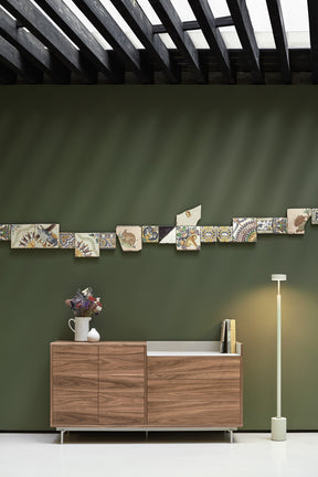 Madia 3 cassetti 2 ante noce/grigio chiaro Valley di Teulat 150x45 cm