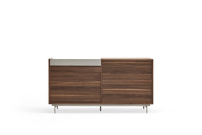 Madia 3 cassetti 2 ante noce/grigio chiaro Valley di Teulat 150x45 cm