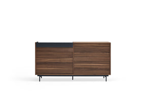 Madia 3 cassetti 2 ante noce/blu Valley di Teulat 150x45 cm