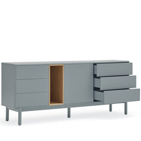 Madia 6 cassetti 1 anta grigio perla Corvo di Teulat 180x40 cm
