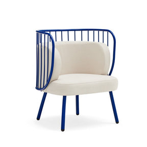 Poltrona tessuto crema struttura in metallo blu 67x83 h44 cm