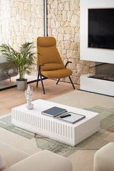 Tavolino per Soggiorno rettangolare bianco Doric di Teulat 110x60 cm