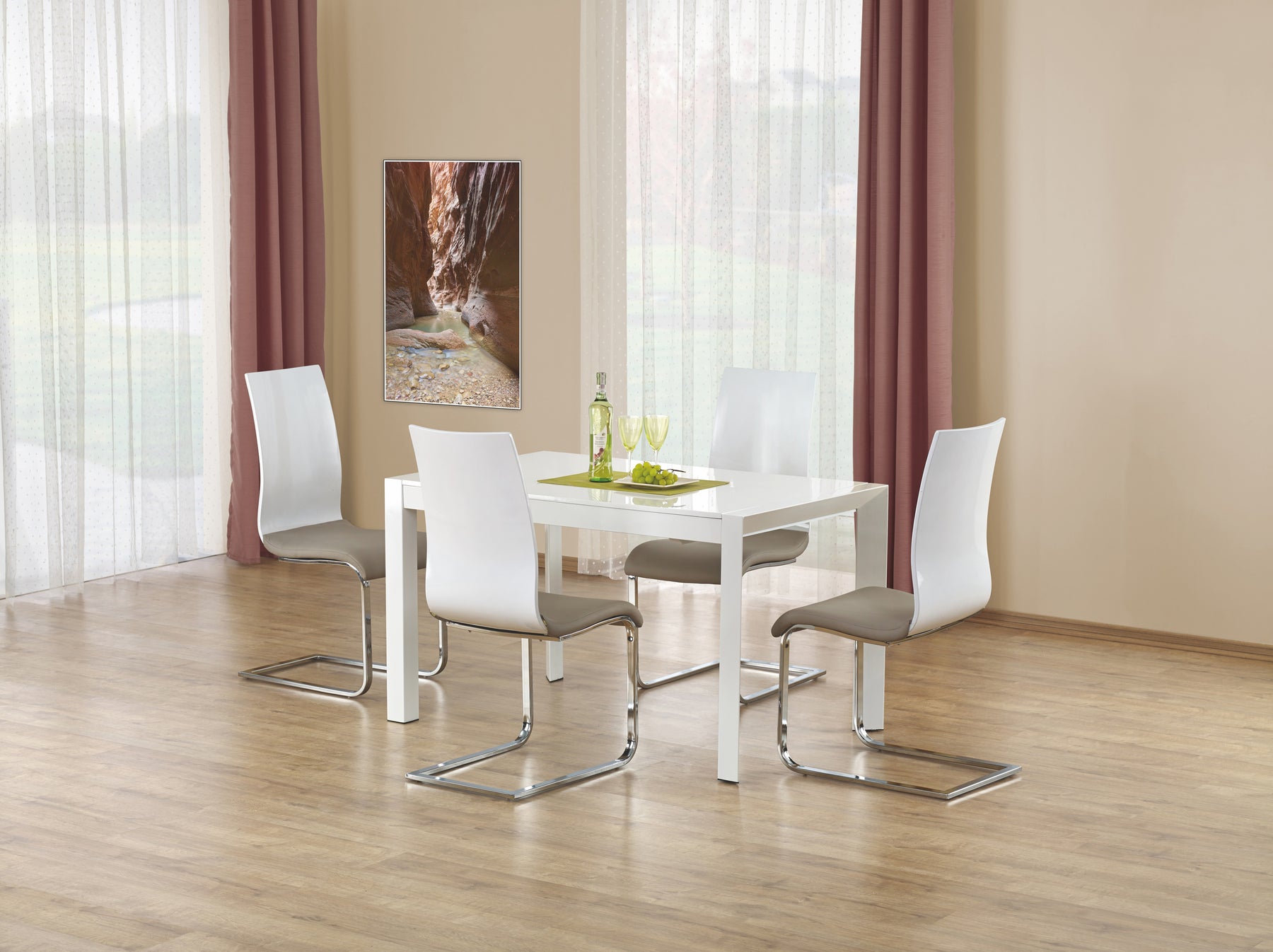 Tavolo allungabile in legno MDF laccato bianco e piedi in acciaio bianco Stanford 130x80 cm - allungabile fino a 250 cm