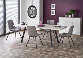 Tavolo allungabile in legno MDF laminato effetto marmo bianco e gambe in acciaio nero Dallas 160x90 cm - allungabile fino a 220 cm