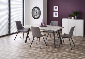 Tavolo allungabile in legno MDF laminato effetto marmo bianco e gambe in acciaio nero Dallas 160x90 cm - allungabile fino a 220 cm
