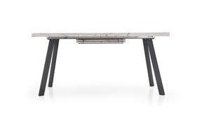 Tavolo allungabile in legno MDF laminato effetto marmo bianco e gambe in acciaio nero Dallas 160x90 cm - allungabile fino a 220 cm