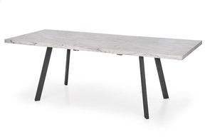 Tavolo allungabile in legno MDF laminato effetto marmo bianco e gambe in acciaio nero Dallas 160x90 cm - allungabile fino a 220 cm