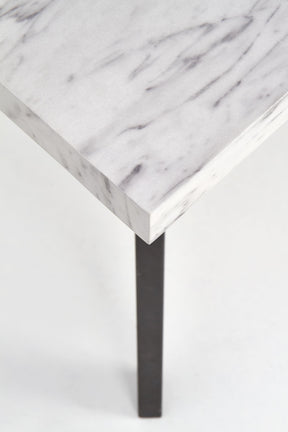 Tavolo allungabile in legno MDF laminato effetto marmo bianco e gambe in acciaio nero Dallas 160x90 cm - allungabile fino a 220 cm