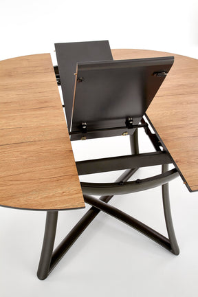 Tavolo tondo allungabile in essenza rovere con gambe in acciaio nero Moretti Ø 118 cm - allungabile a 148 cm