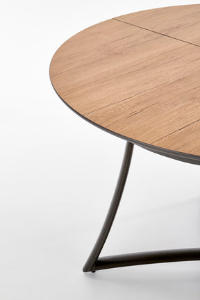 Tavolo tondo allungabile in essenza rovere con gambe in acciaio nero Moretti Ø 118 cm - allungabile a 148 cm