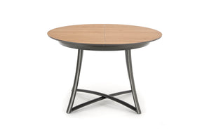 Tavolo tondo allungabile in essenza rovere con gambe in acciaio nero Moretti Ø 118 cm - allungabile a 148 cm