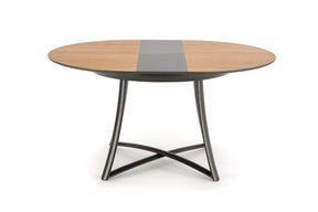 Tavolo tondo allungabile in essenza rovere con gambe in acciaio nero Moretti Ø 118 cm - allungabile a 148 cm