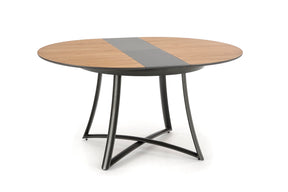 Tavolo tondo allungabile in essenza rovere con gambe in acciaio nero Moretti Ø 118 cm - allungabile a 148 cm