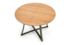 Tavolo tondo allungabile in essenza rovere con gambe in acciaio nero Moretti Ø 118 cm - allungabile a 148 cm