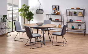Tavolo tondo allungabile in essenza rovere con gambe in acciaio nero Moretti Ø 118 cm - allungabile a 148 cm