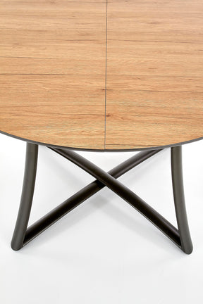 Tavolo tondo allungabile in essenza rovere con gambe in acciaio nero Moretti Ø 118 cm - allungabile a 148 cm