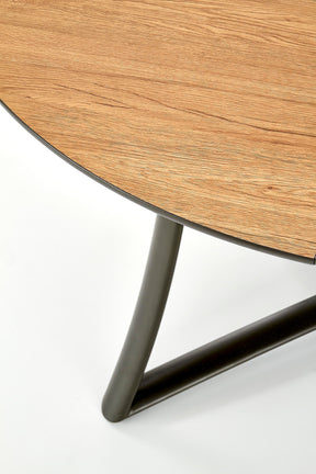 Tavolo tondo allungabile in essenza rovere con gambe in acciaio nero Moretti Ø 118 cm - allungabile a 148 cm