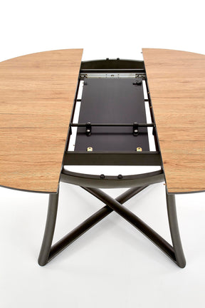 Tavolo tondo allungabile in essenza rovere con gambe in acciaio nero Moretti Ø 118 cm - allungabile a 148 cm