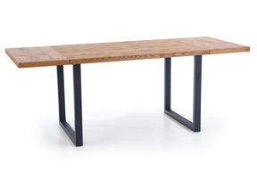 Tavolo allungabile in legno impiallacciato rovere con gambe in acciaio nero Horus 126x80 cm - allungabile a 206 cm