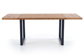Tavolo allungabile in legno impiallacciato rovere con gambe in acciaio nero Horus 126x80 cm - allungabile a 206 cm